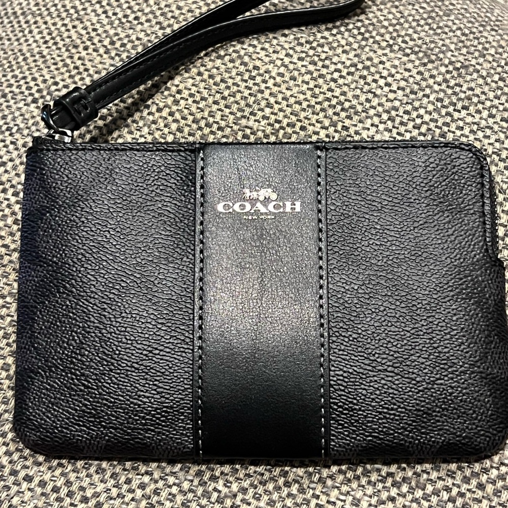 Genuine Coach Wristlet - Black Leather